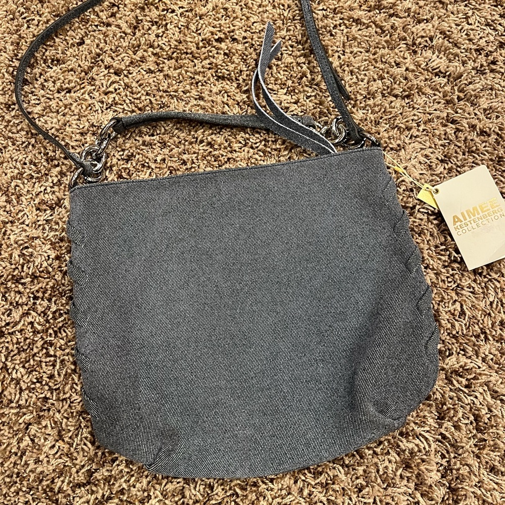 *SOLD* NWT Aimee Kestenberg Leather Convertible Crossbody - Onyx - Dark Denim - Picture 9 of 13